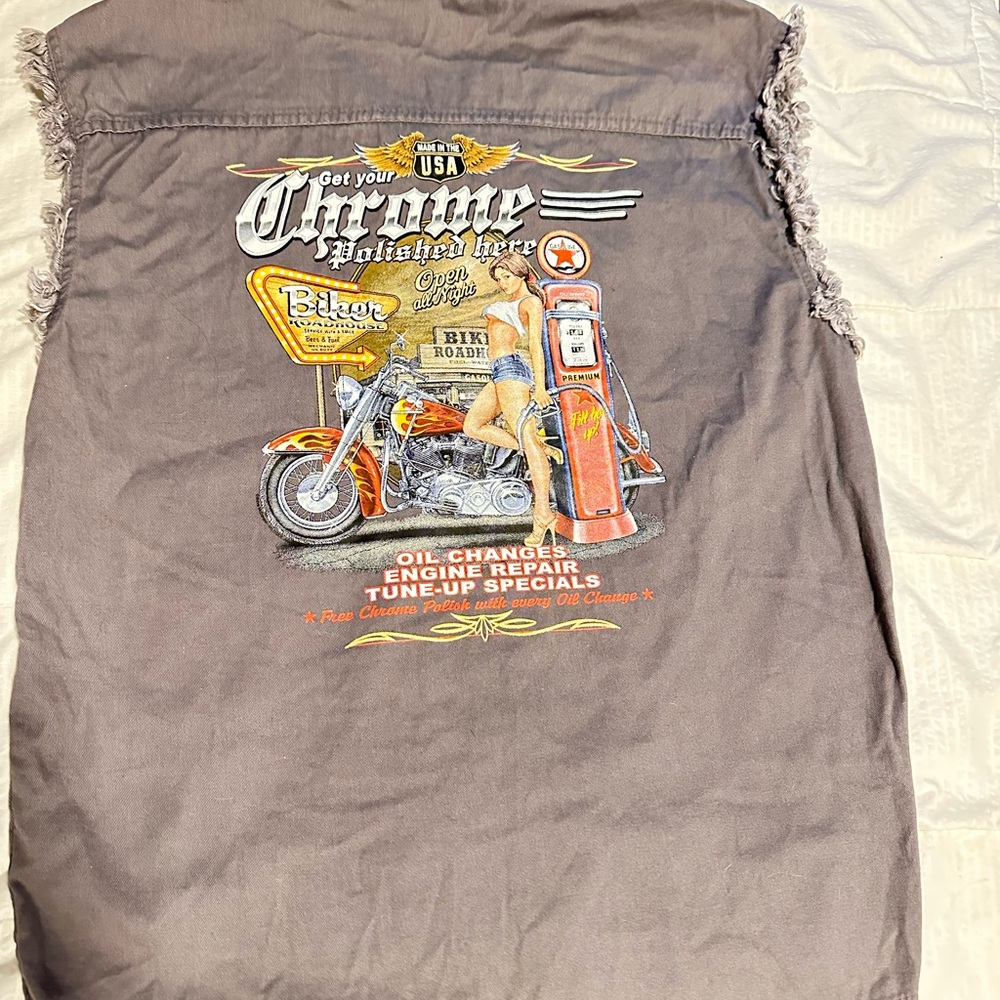 Bikers vest grey with Motorcycle Design